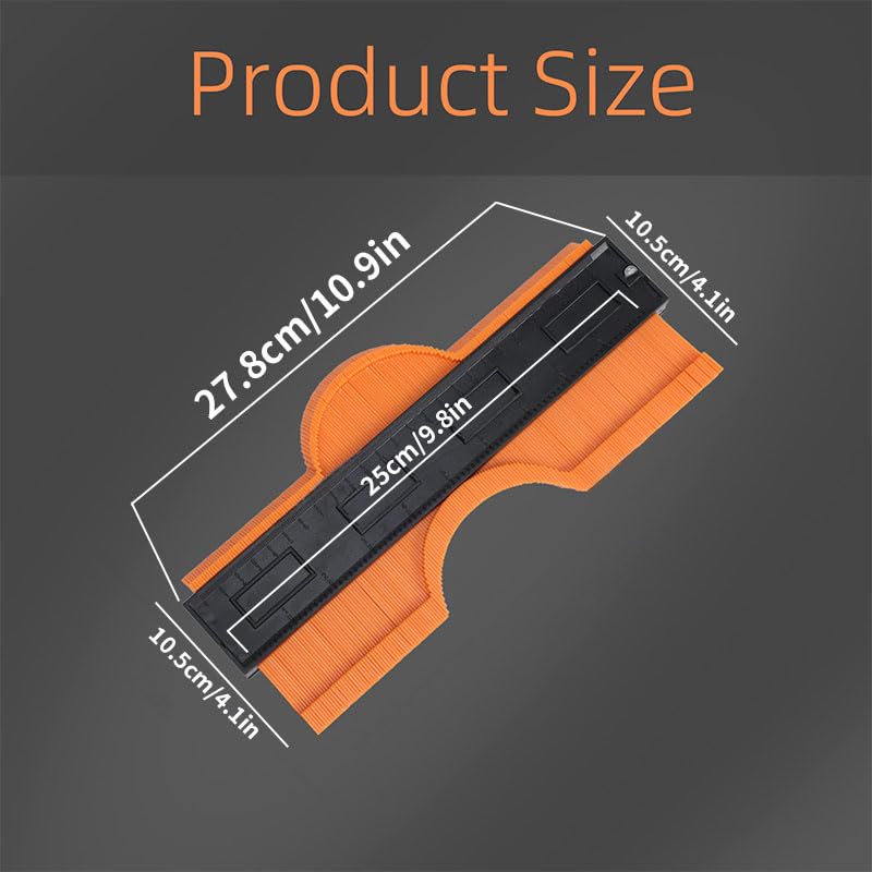 VortecSys Contour Gauge Tool (10 Inch-Orange) Irregular Shape Duplicator, Birthday Gifts for Men Dad, Cool Gadgets for Men, Outline Edge Angle Measuring Tool for Woodworking Flooring - Image 2